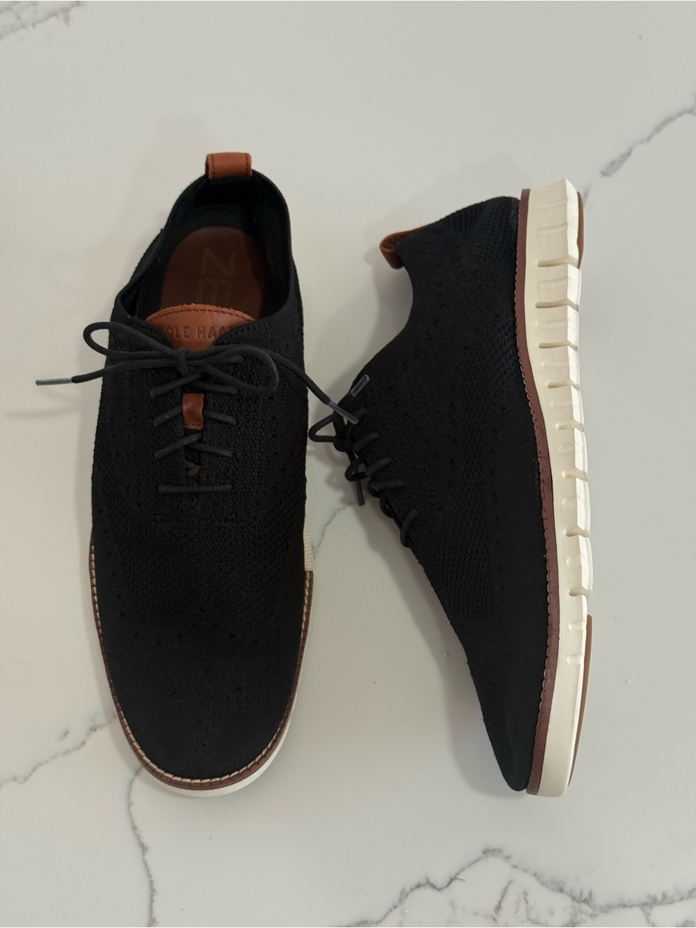 Men’s Cole Haan ZeroGrand StitchLite Wingtip Oxford Black Sz 10.5 - Picture 2 of 8